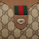 GUCCI GG Supreme Web Sherry Line Boston Bag PVC Beige Gold Auth bs27777-17
