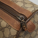 GUCCI GG Supreme Web Sherry Line Boston Bag PVC Beige Gold Auth bs27777-10