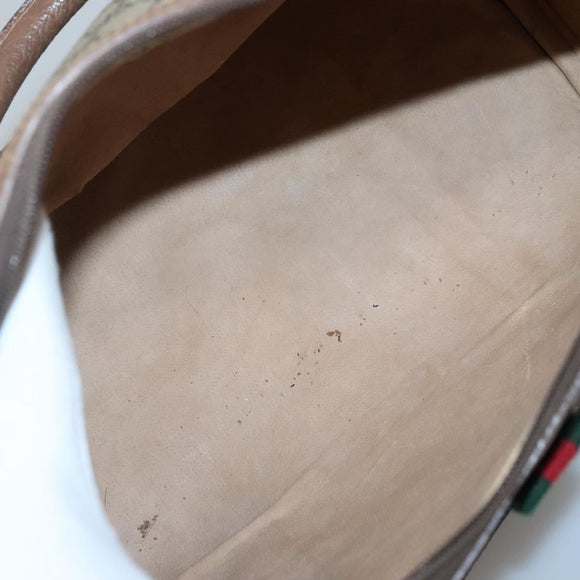 GUCCI GG Supreme Web Sherry Line Boston Bag PVC Beige Gold Auth bs27777