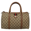 GUCCI GG Supreme Web Sherry Line Boston Bag PVC Beige Gold Auth bs27777-13