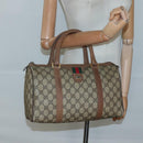 GUCCI GG Supreme Web Sherry Line Boston Bag PVC Beige Gold Auth bs27777-22