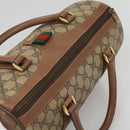 GUCCI GG Supreme Web Sherry Line Boston Bag PVC Beige Gold Auth bs27777-6
