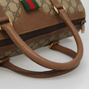GUCCI GG Supreme Web Sherry Line Boston Bag PVC Beige Gold Auth bs27777-7