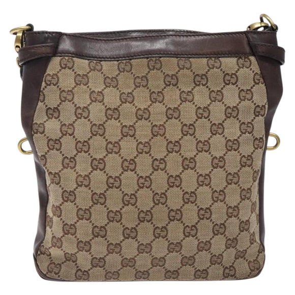 GUCCI GG Canvas Shoulder Bag Beige Gold 109106 Auth bs27778