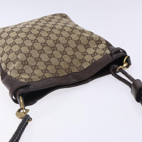 GUCCI GG Canvas Shoulder Bag Beige Gold 109106 Auth bs27778