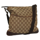 GUCCI GG Canvas Shoulder Bag Beige Silver 145857 Auth bs27780-1