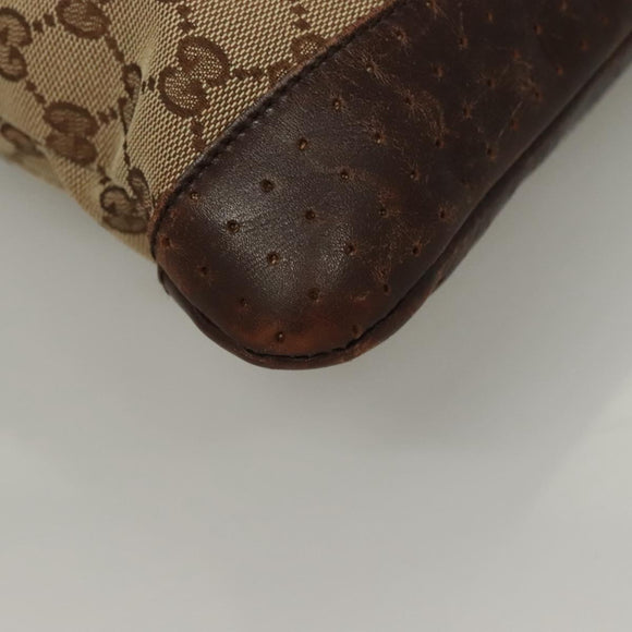 GUCCI GG Canvas Shoulder Bag Beige Silver 145857 Auth bs27780