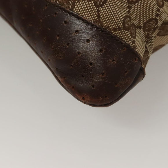 GUCCI GG Canvas Shoulder Bag Beige Silver 145857 Auth bs27780