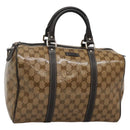 GUCCI GG Crystal Boston Bag Coated Canvas outlet Beige Gold 296021 Auth bs27785-1