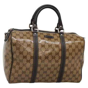 GUCCI GG Crystal Boston Bag Coated Canvas outlet Beige Gold 296021 Auth bs27785