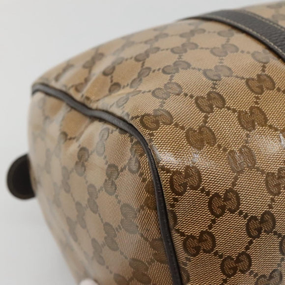 GUCCI GG Crystal Boston Bag Coated Canvas outlet Beige Gold 296021 Auth bs27785