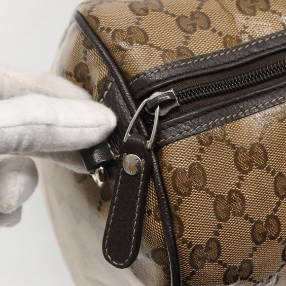 GUCCI GG Crystal Boston Bag Coated Canvas outlet Beige Gold 296021 Auth bs27785