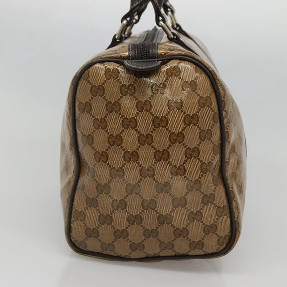 GUCCI GG Crystal Boston Bag Coated Canvas outlet Beige Gold 296021 Auth bs27785