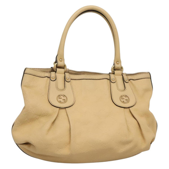 GUCCI GG Canvas Guccissima Tote Bag Leather Beige Gold 269953 Auth bs27786