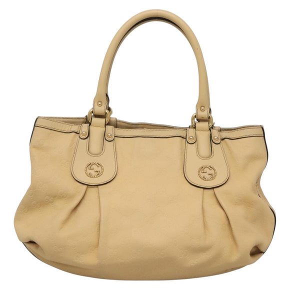 GUCCI GG Canvas Guccissima Tote Bag Leather Beige Gold 269953 Auth bs27786