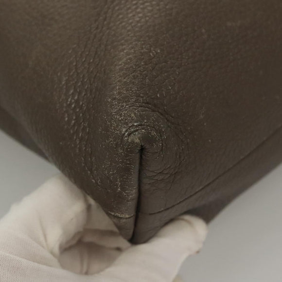 GUCCI Bamboo Hand Bag Leather Gray Gold 323663 Auth bs27789