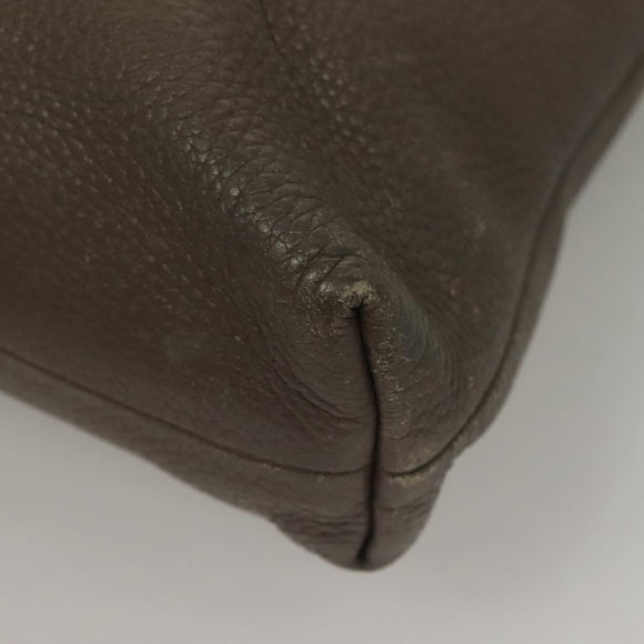 GUCCI Bamboo Hand Bag Leather Gray Gold 323663 Auth bs27789