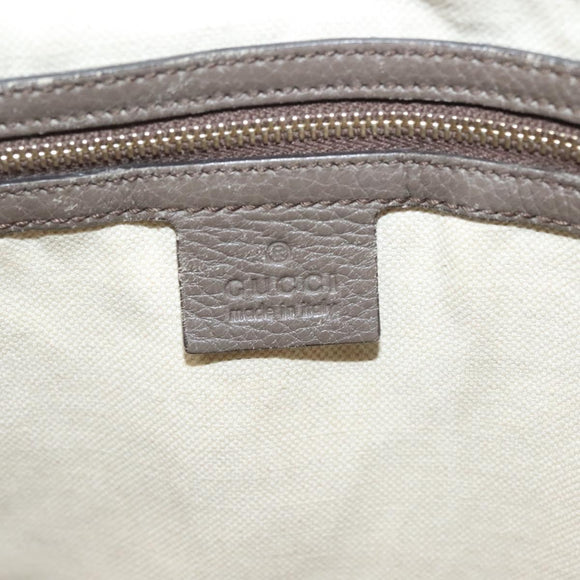 GUCCI Bamboo Hand Bag Leather Gray Gold 323663 Auth bs27789