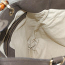 GUCCI Bamboo Hand Bag Leather Gray Gold 323663 Auth bs27789-19