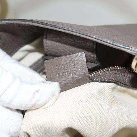 GUCCI Bamboo Hand Bag Leather Gray Gold 323663 Auth bs27789