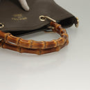 GUCCI Bamboo Hand Bag Leather Gray Gold 323663 Auth bs27789-7