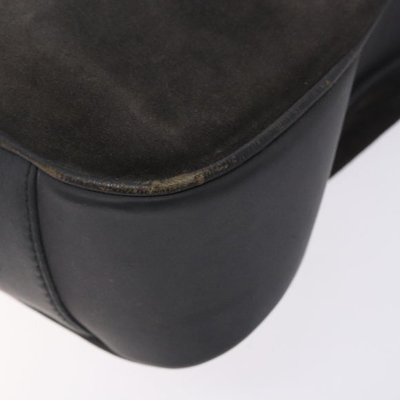 GUCCI Bamboo Hand Bag Suede Leather Gray Gold 001 1705 1638 Auth bs27790