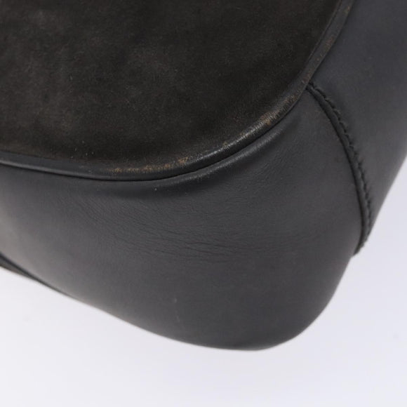 GUCCI Bamboo Hand Bag Suede Leather Gray Gold 001 1705 1638 Auth bs27790