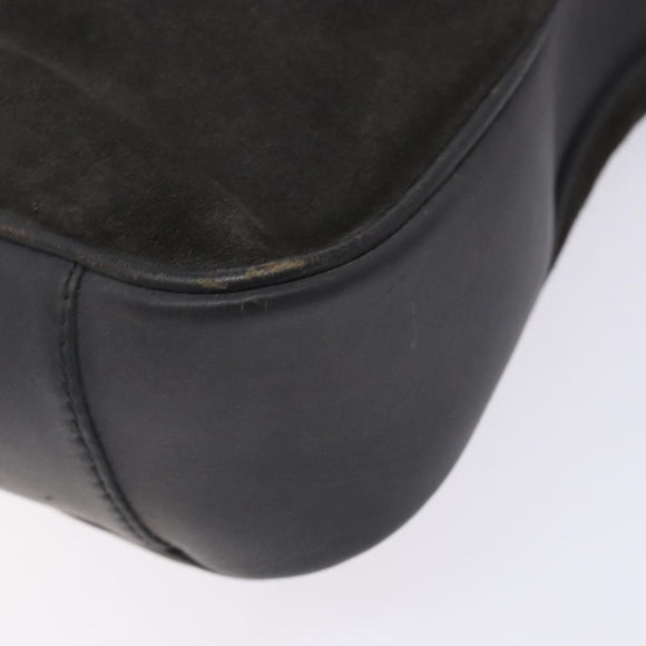 GUCCI Bamboo Hand Bag Suede Leather Gray Gold 001 1705 1638 Auth bs27790