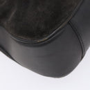 GUCCI Bamboo Hand Bag Suede Leather Gray Gold 001 1705 1638 Auth bs27790-16