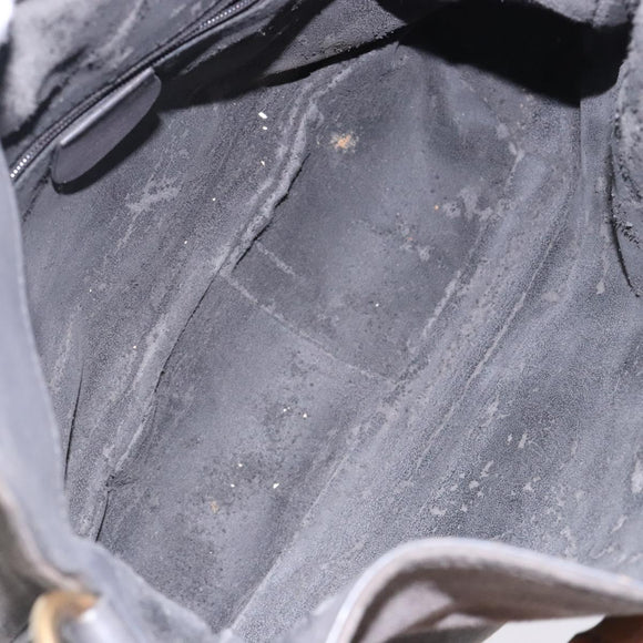 GUCCI Bamboo Hand Bag Suede Leather Gray Gold 001 1705 1638 Auth bs27790