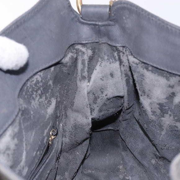 GUCCI Bamboo Hand Bag Suede Leather Gray Gold 001 1705 1638 Auth bs27790