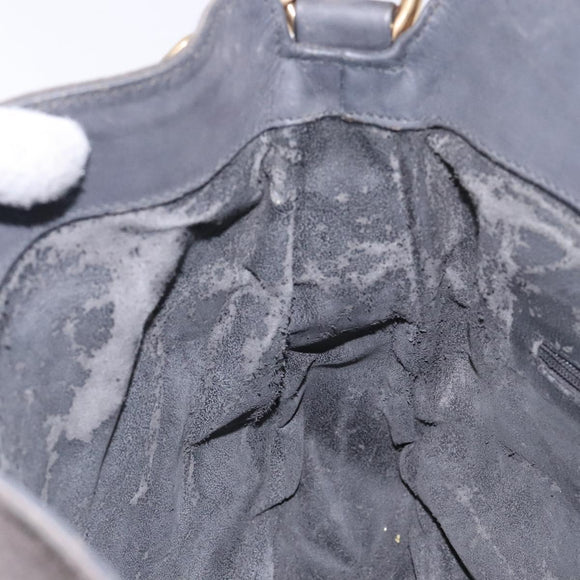 GUCCI Bamboo Hand Bag Suede Leather Gray Gold 001 1705 1638 Auth bs27790