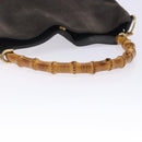 GUCCI Bamboo Hand Bag Suede Leather Gray Gold 001 1705 1638 Auth bs27790-7