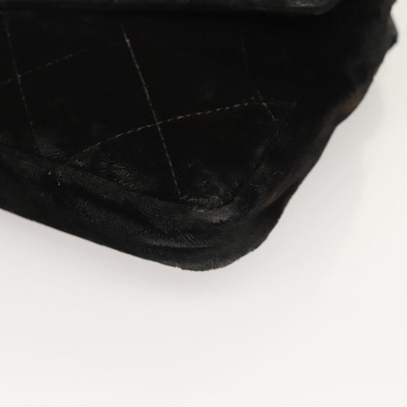 CHANEL Matelasse Waist Bag Velor Black Gold CC Auth bs27796