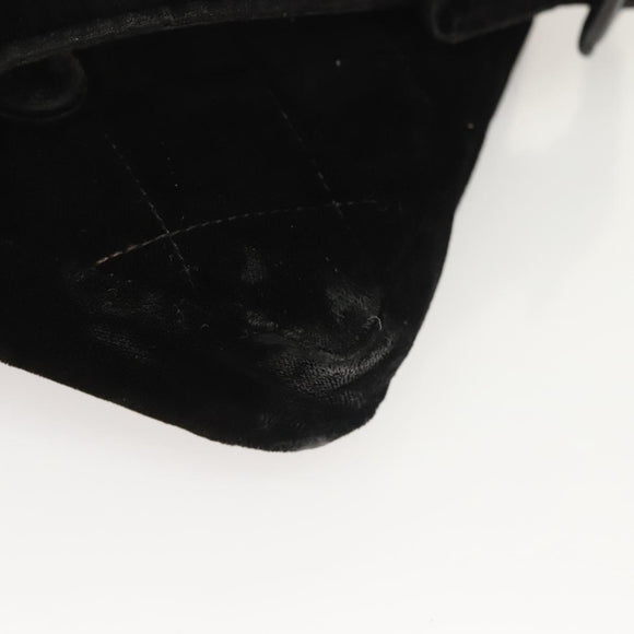 CHANEL Matelasse Waist Bag Velor Black Gold CC Auth bs27796