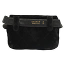 CHANEL Matelasse Waist Bag Velor Black Gold CC Auth bs27796-3