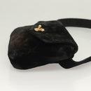 CHANEL Matelasse Waist Bag Velor Black Gold CC Auth bs27796-4