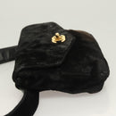 CHANEL Matelasse Waist Bag Velor Black Gold CC Auth bs27796-5