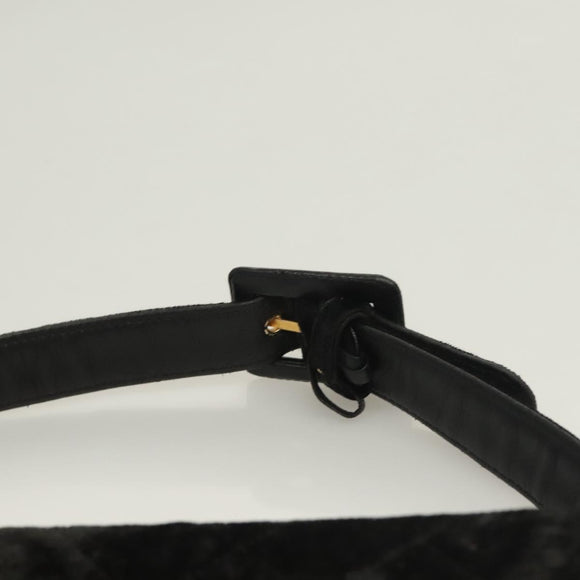 CHANEL Matelasse Waist Bag Velor Black Gold CC Auth bs27796