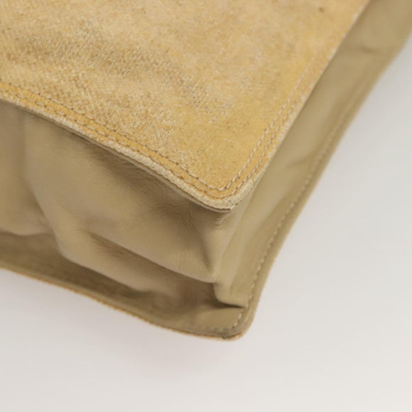 CHANEL Tote Bag Coated Canvas Beige Gold CC Auth bs27799