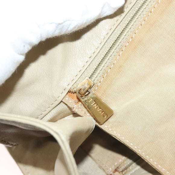 CHANEL Tote Bag Coated Canvas Beige Gold CC Auth bs27799