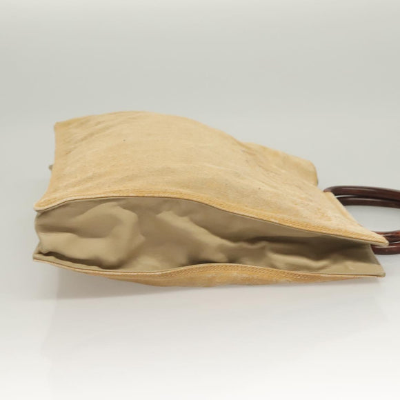 CHANEL Tote Bag Coated Canvas Beige Gold CC Auth bs27799