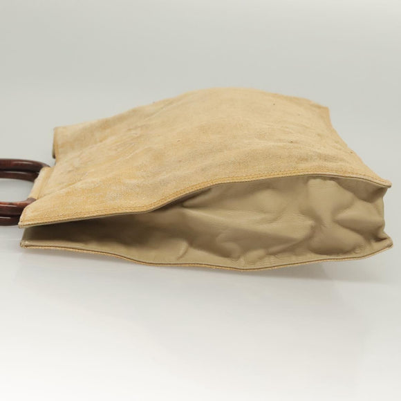 CHANEL Tote Bag Coated Canvas Beige Gold CC Auth bs27799