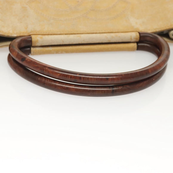 CHANEL Tote Bag Coated Canvas Beige Gold CC Auth bs27799