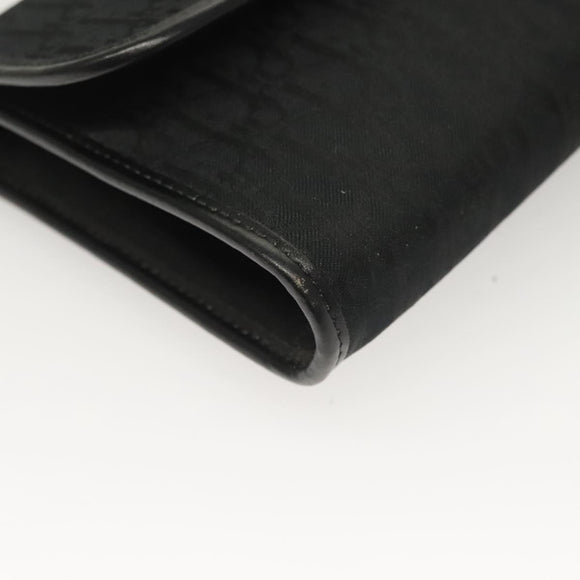 Christian Dior Trotter Canvas Chain Shoulder Bag Black Gold Auth bs27815