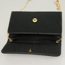 Christian Dior Trotter Canvas Chain Shoulder Bag Black Gold Auth bs27815-10