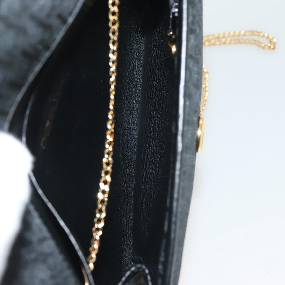 Christian Dior Trotter Canvas Chain Shoulder Bag Black Gold Auth bs27815