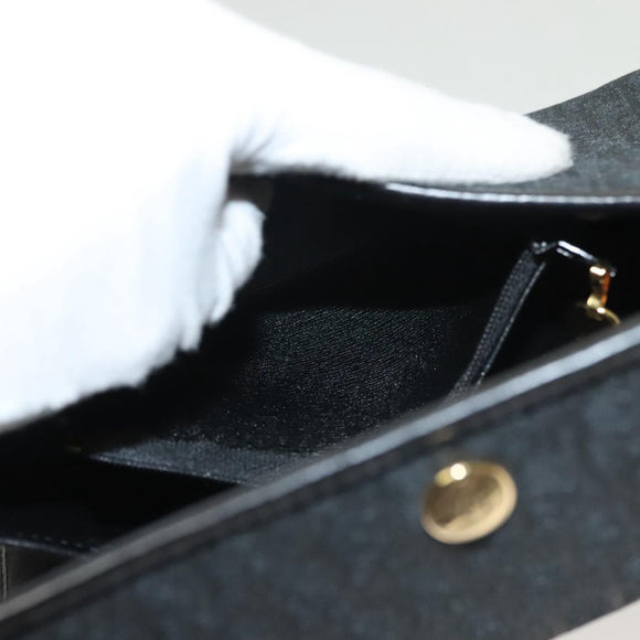 Christian Dior Trotter Canvas Chain Shoulder Bag Black Gold Auth bs27815