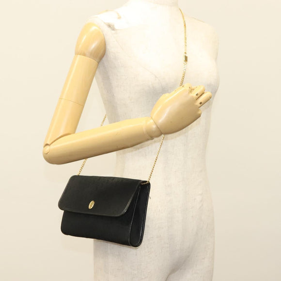Christian Dior Trotter Canvas Chain Shoulder Bag Black Gold Auth bs27815