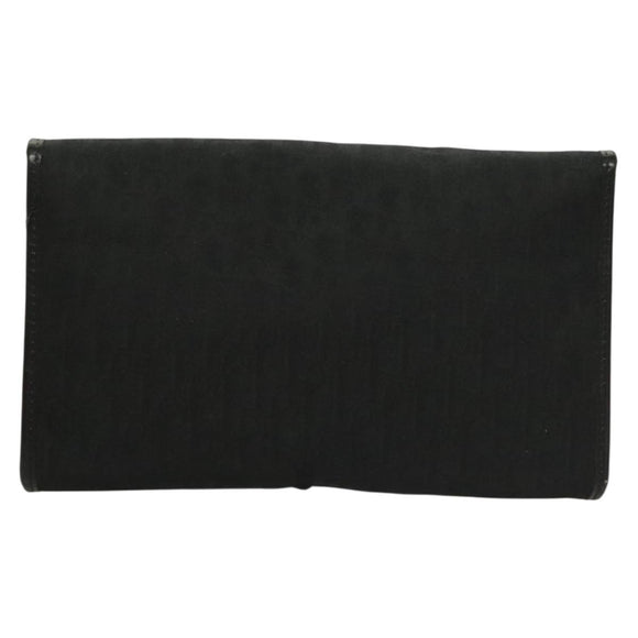 Christian Dior Trotter Canvas Chain Shoulder Bag Black Gold Auth bs27815